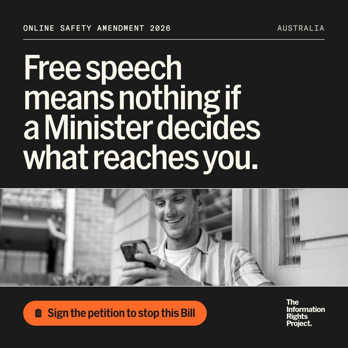 theinforights's tweet photo. Free speech means nothing if a Minister decides what reaches you.

The government wants that decision. Australians should keep it.

Sign the petition to stop this Bill.