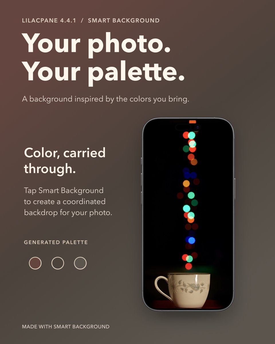 cutedges's tweet photo. Lilacpane 4.4.1 ✨

Lilacpane is a screenshot styling and device mockup app for iPhone and iPad. Add device frames, backgrounds, and text to your screenshots and photos to create visuals for product announcements, portfolios, and social posts. https://t.co/459uOiFPAZ