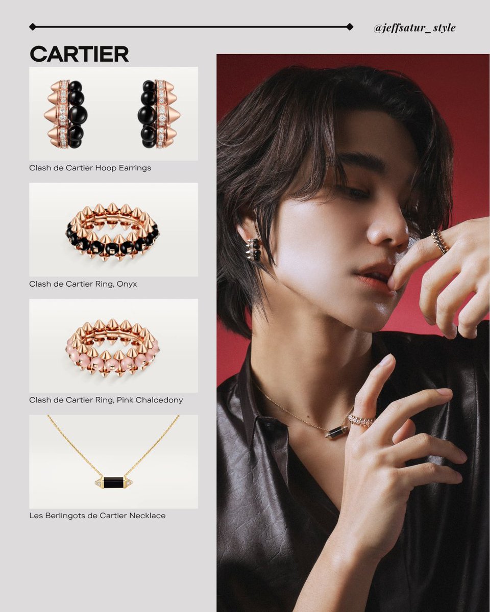 jeffsatur_style's tweet photo. 2026.08.08 #WEIBOGALA2026xJeffSatur

CARTIER @cartier 
- Clash de Cartier Hoop Earrings
- Clash de Cartier Ring, Onyx
- Clash de Cartier Ring, Pink Chalcedony
- Les Berlingots de Cartier Necklace

#JeffSatur #jeffsatur_style https://t.co/3IHu96UDri
