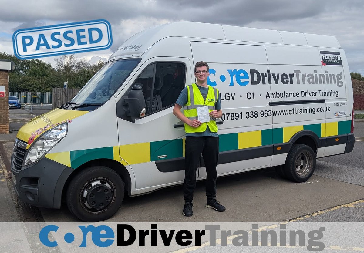 driver_cor91706's tweet photo. A huge congratulations to Emil Algie on passing his C1 at Grimsby Coldwater Test Centre last Friday. Thank you for all your support in making this test happen 🙏. We wish you every success with your future career in the ambulance service. 😁🚑

#TeamCore https://t.co/C81NVl1oku