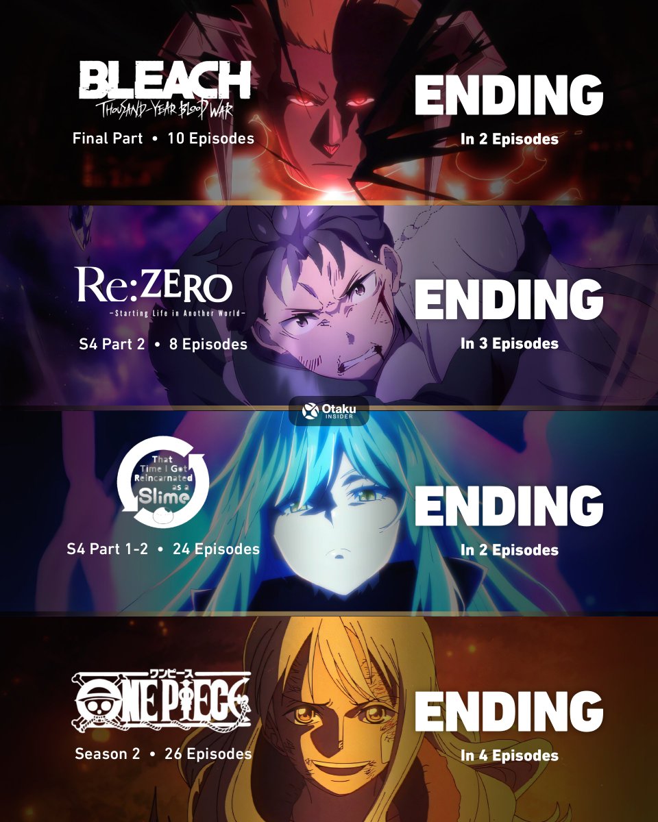 theotakuinsider's tweet photo. Summer Is Coming to an End 🥲

Here's a thread covering the remaining episodes for the major anime series from the Summer 2026 season. https://t.co/ssuQJ9D4pF