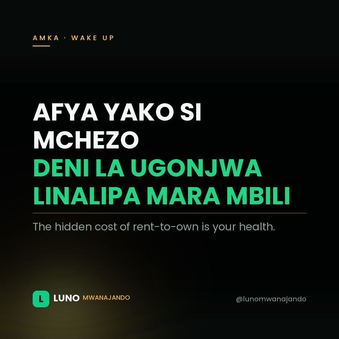 lunomwanajando's tweet photo. Unakula haraka haraka barabarani, ukifikiri unaokoa muda? La. Unajenga deni la afya litakalokugharimu zaidi ya marejesho yote. LUNO inakuonyesha malipo yako yote, deni lililobaki, na tarehe ya kumiliki. Hii inakupa uhuru wa kupanga na kujitunza. #LUNO #UhuruWaKifedha https://t.co/i4a8AOyiuO