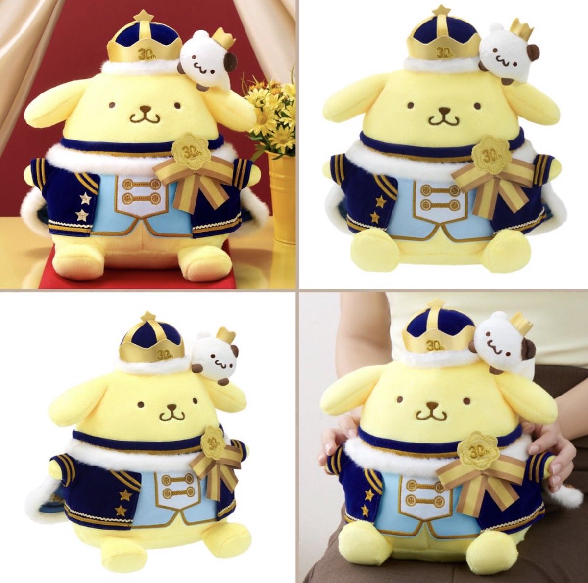 sanrio_fan_jp's tweet photo. 【プレミアムバンダイ】ポムポムプリン30周年記念！「おしゃべりポムポムプリン 30th anniversary!」が登場👑✨

30周年を記念した描き下ろしデザインのお洋服を着た、豪華仕様のおしゃべりぬいぐるみです！

──────────────
🛍️ 商品概要
──────────────
・商品名：おしゃべりポムポムプリン 30th anniversary!
・価格：8,360円（税込）
・予約期間：2026年9月11日〜2026年11月27日
・対象年齢：6才以上
・電池：単4電池×3（別売り）

──────────────
✨ 特徴・おすすめポイント
──────────────
・完全新規収録のオリジナルボイス（約70ワード/おしゃべりパターン約70種）
・テーマソング『ポムポムPow』をうたってくれる「おうたモード」搭載！
・「おへんじモード」「おやすみモード」「ダンスモード」など手を握って切り替え可能
・描き下ろし箔押しサイン入りアートシート付き！

メモリアルな30周年をプリンと一緒にお祝いしましょうお祝い✨

詳細はこちら💁‍♀️
https://t.co/i4BPNeHiKo

#ポムポムプリン #サンリオ #サンリオグッズ