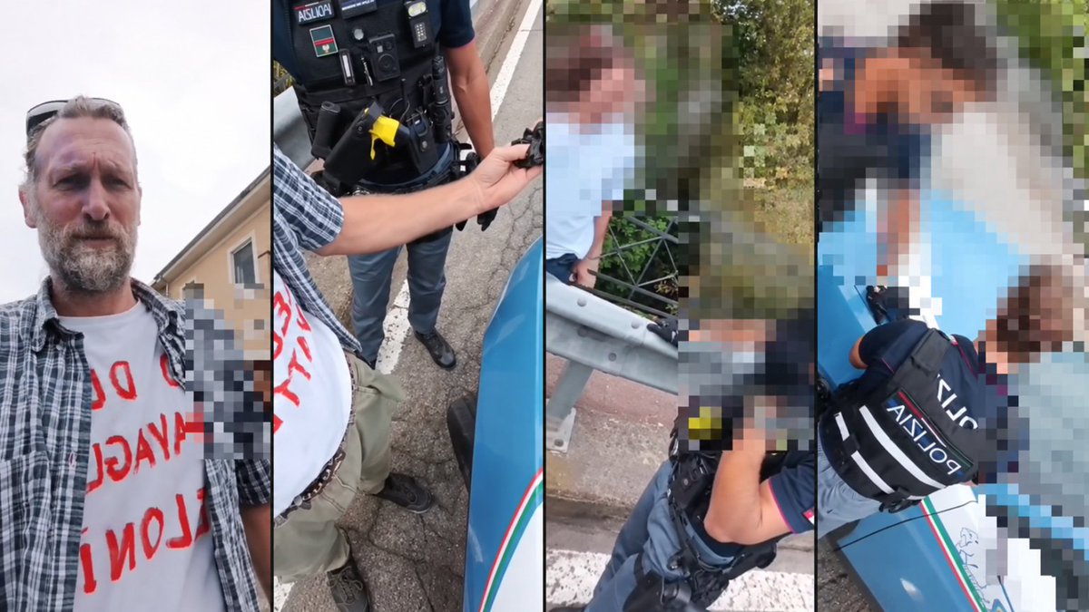 A_l_e_ssandra's tweet photo. Secondo voi è giusto fermare un cittadino e portarlo in Questura perché durante la visita del Meloni a Vercelli esibisce una maglietta con scritto "Meloni vattene"?

Chiedo a quelli di destra, non ai nazifascisti, perché mi illudo ancora che ci possa essere una differenza. https://t.co/mKFRHq0tBh