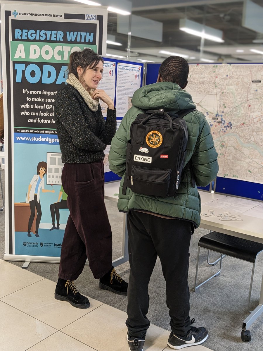 InvolveNE's tweet photo. A big hello to Northumbia University Freshers! We're in Student Central today and tomorrow where we'll be helping students register with a GP practice through our online service and answering your questions! 👋

Come and say hi &amp; register with a GP! @NorthumbriaUni https://t.co/LxNLtuwRAO