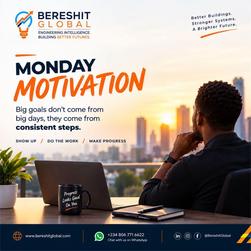 BereshitGlobal's tweet photo. Big goals don't come from big days, they come from consistent steps.

show up > Do the Work > Make Progress

Stronger Buildings. Stronger Systems. A brighter future.

#MondayMotivation #MEP #BERESHIT https://t.co/cbvRibJhIr