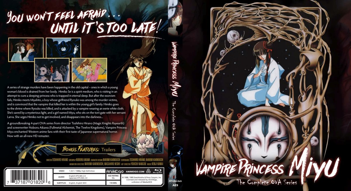 AnimeGothsRetro's tweet photo. Looks like the fine folks at Animeigo came through for us once again! Check out this newly approved Vampire Princess Miyu cover art.

CANNOT wait to revisit this one. It's been a long time since I've seen it anyway which always feels like a treat for a nostalgic title..... but in HD? Yum 👀

#OVA