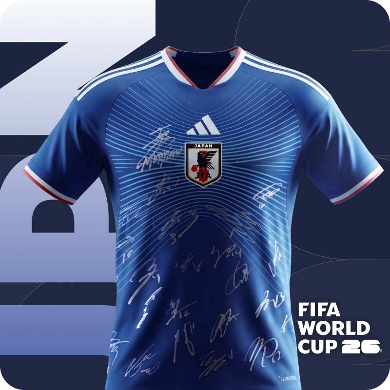 FIFAWorldCup_JP's tweet photo. 日本サッカー協会、創立105周年記念！🇯🇵🎉

これを記念して、FIFAワールドカップ2026™で日本代表チームの選手たちがサインしたユニフォームを、抽選で3名様にプレゼント！

キャンペーンに応募して、貴重なユニフォームを手に入れるチャンスをお見逃しなく！  
FIFA Rewards限定です  👇