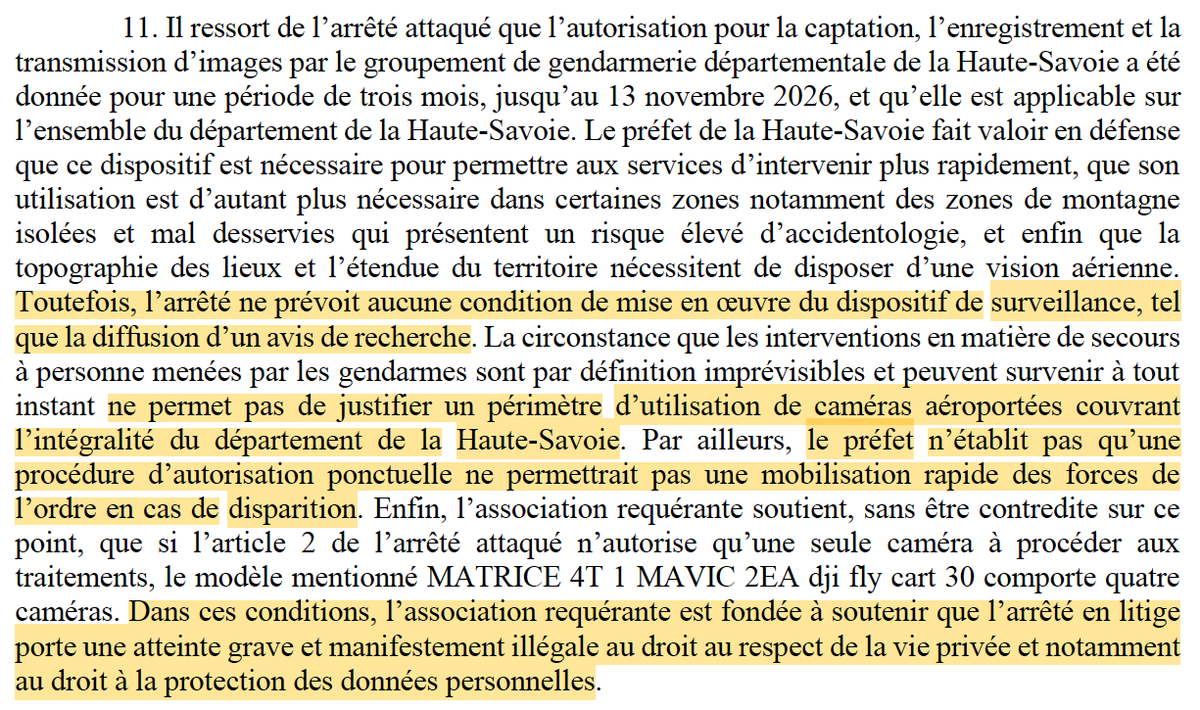 N_Hervieu's tweet photo. Drone : En référé, le recours aux drones pour les opérations de secours/recherche de personnes disparues est suspendu.

Car l'arrêté est mal rédigé :
- Aucune condition de mise en oeuvre;
- Couvre tout le département sans justification;
- Une autorisation ponctuelle est possible. https://t.co/344Gx6WbrJ