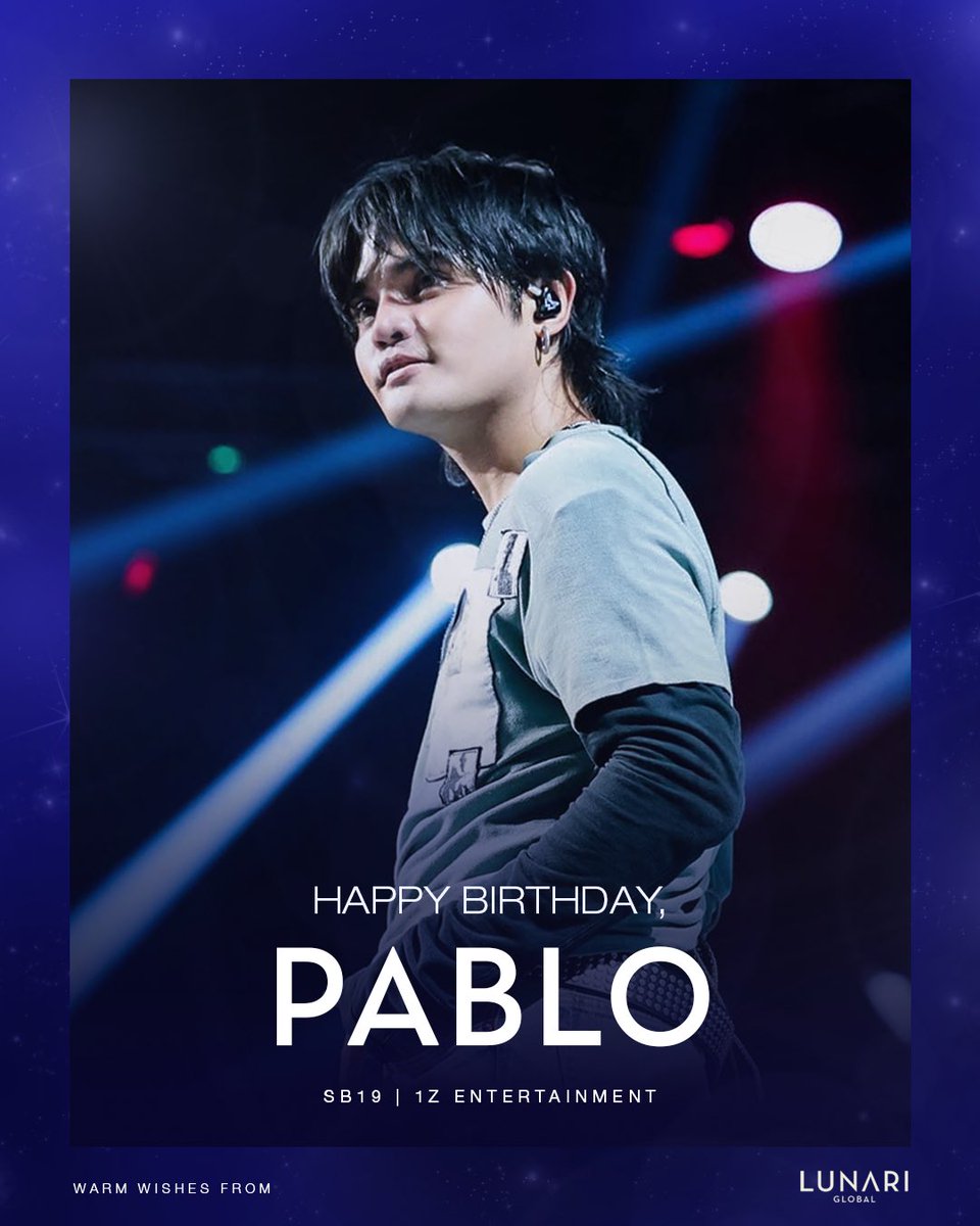 lunariglobal's tweet photo. LUNARI Global extends its warmest birthday wishes to @SB19Official’s @imszmc! 

Happy Birthday, Pablo! 

#SB19 #SB19Pablo https://t.co/TQmtWgKKbf