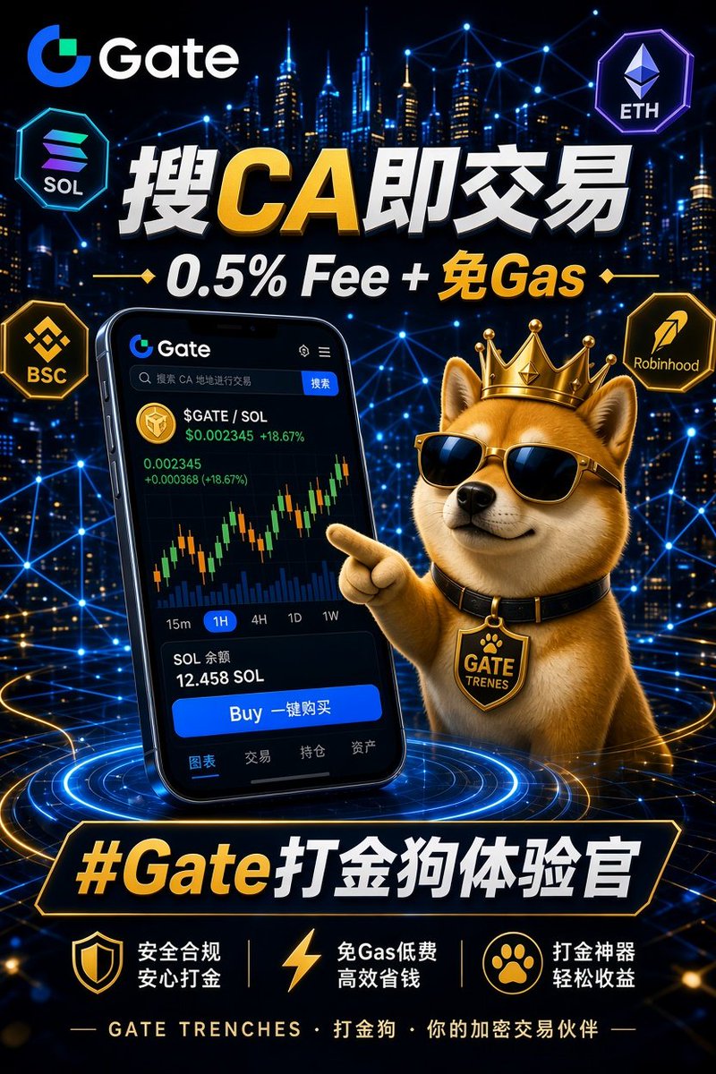 Rabbit_CPX's tweet photo. 刚用小资金实测了一下Gate打金狗（Trenches）🌟

搜CA直接下单，不用切钱包、找Gas、跨链，整个流程比以前省太多时间了。多链支持很全，0.5%费率 + Robinhood免Gas，追Meme真的友好。👑

整体很顺，但希望后面能加上风险扫描和聪明钱异动提醒，这样判断会更安心。⚽️

#Gate打金狗体验官
@Gate_zh @Gate https://t.co/wyxkih0wv1