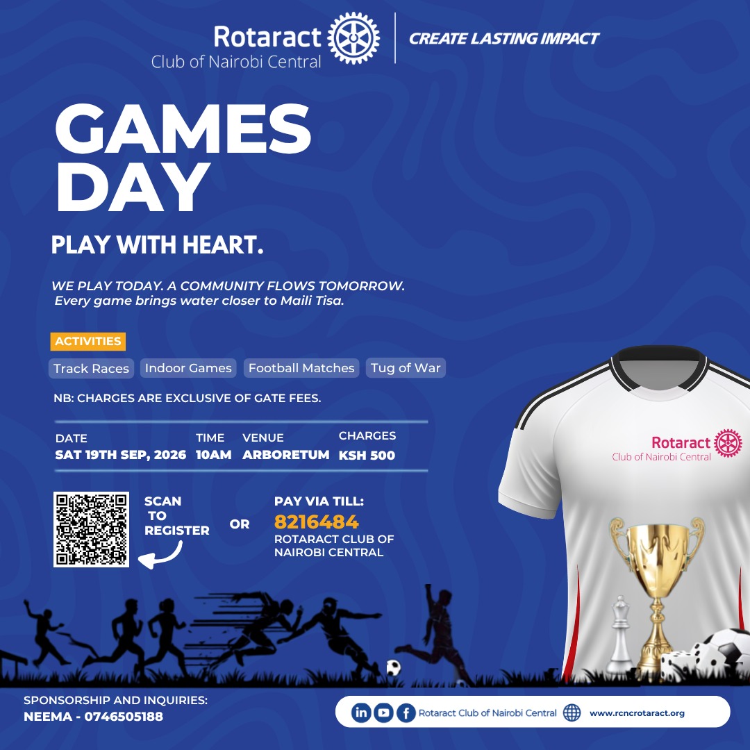 RCNC_ROTARACT's tweet photo. Forget the usual weekend routine. On Saturday, 19th Sep 2026, the Rotaract Club of Nairobi Central is taking over the Arboretum for a Games Day guaranteed to test your stamina, break your comfort zone, and give you the best kind of body aches on Sunday. https://t.co/L8LeVgat1D