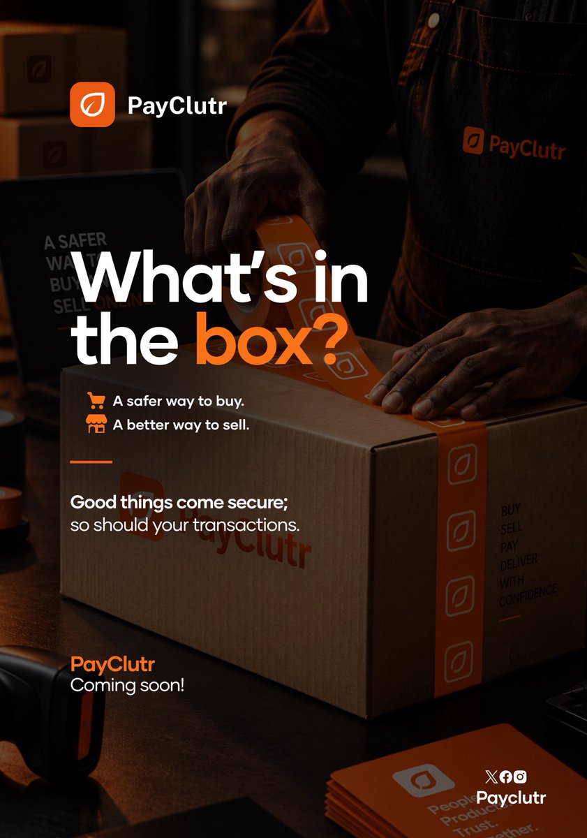PayClutr's tweet photo. What’s in the box? 📦

A safer way to buy. A better way to sell. A more confident way to transact.

We’re building a marketplace where trust isn’t an afterthought — it’s part of the experience.

PayClutr is coming soon. 🌱

#PayClutr #BuySellWithConfidence #ComingSoon https://t.co/BVk1xYZYNN