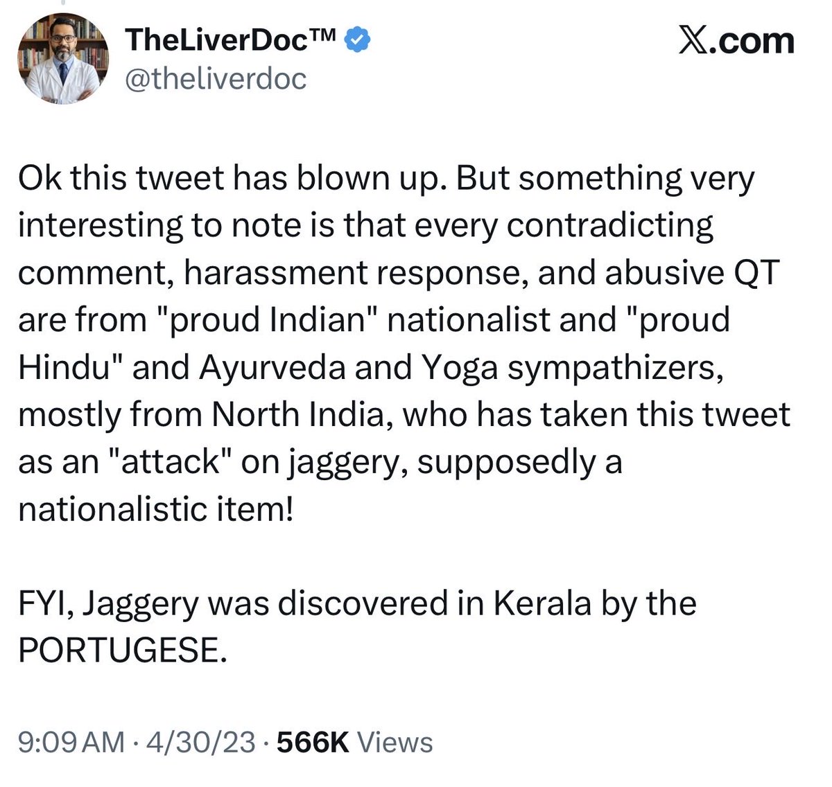 MumukshuSavitri's tweet photo. This Liver Doc fraud is the biggest coward.  

Once he had confidently asserted that “jaggery was discovered in Kerala by the Portuguese”. When I confronted the quack with solid historical evidence that Panini (5th c. BCE) & Kautilya (3rd c. BCE) give entire recipes for medicinal wine made with Guda (jaggery) and Ritusamhara (4th c.) classifies an entire category of sweets made with jaggery as Guḍavikāra, he immediately blocked me. 😂

A prime example of a dumba** 🤡