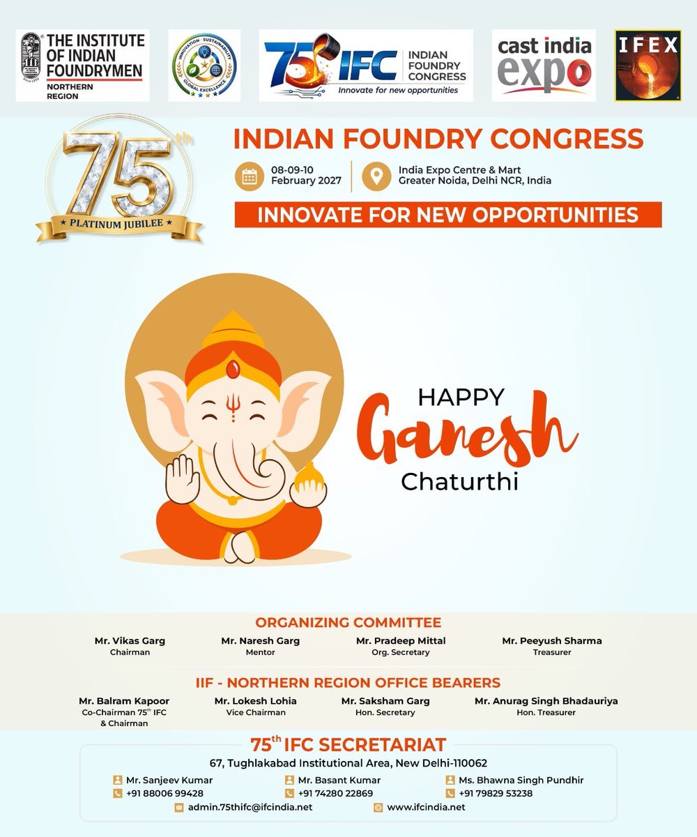 75thIFC's tweet photo. Celebrating the divine blessings of Lord Ganesha with joy, wisdom, and new beginnings.

The 75th IFC extends warm wishes to everyone on the auspicious occasion of Ganesh Chaturthi. 

Register now : https://t.co/YoZznyKbuD https://t.co/0iHc1InMkD