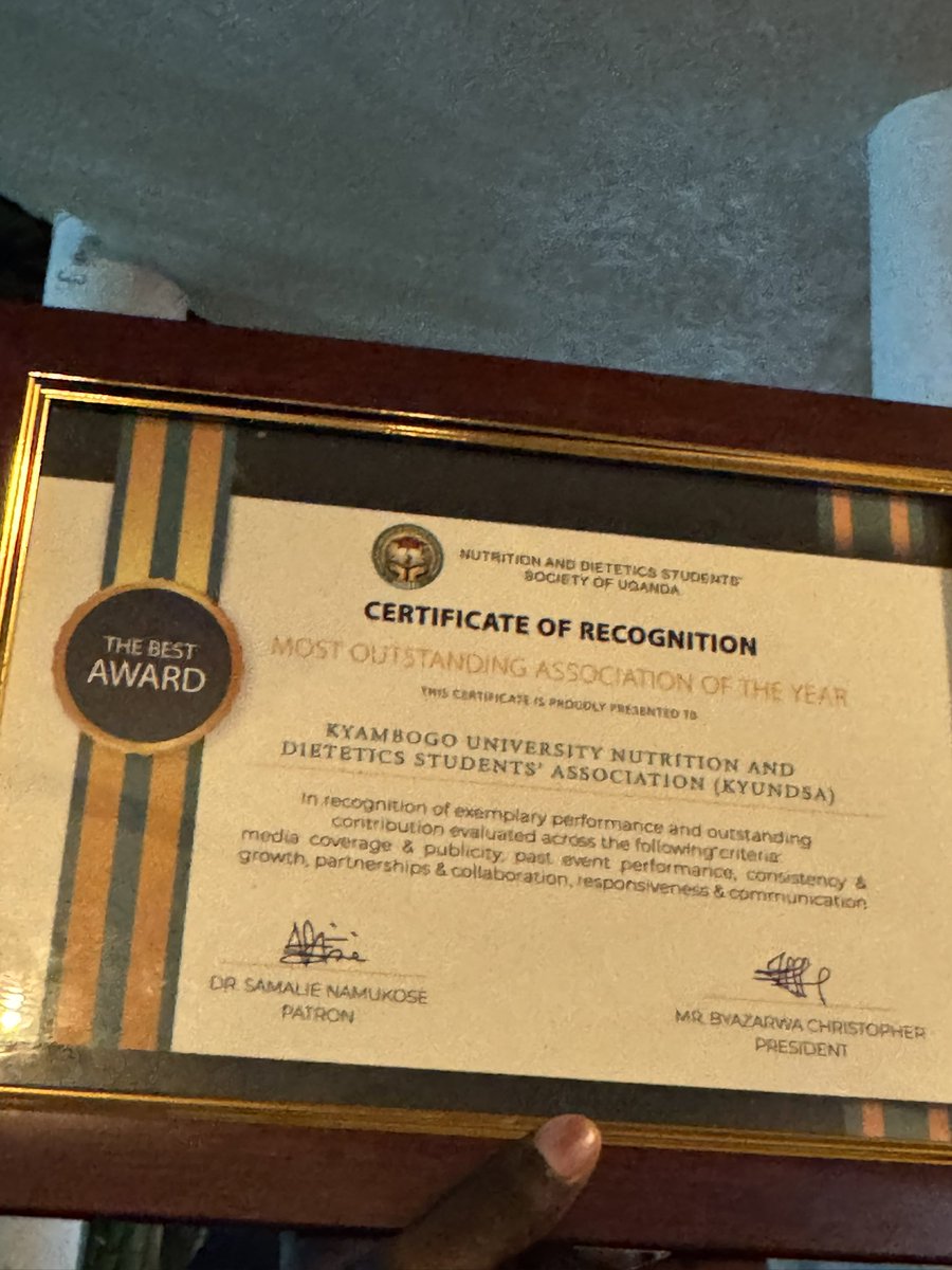angulo_mlk's tweet photo. It was with great honor that @kyundsa_kyu received the award for the best student  association at the @NADSSU_24 awards 2026.
This award reflects our commitment to nutrition advocacy and behavior change communication.
As we mark  a decade of existence we are greatly privileged. https://t.co/Lp50R38KXT