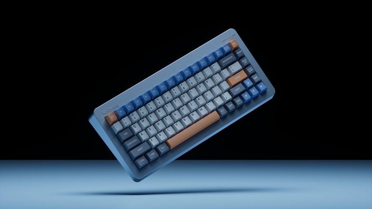 kc_themotion's tweet photo. Cinema 4D + Octane render — wireless keyboard 🖥️⌨️

Blue body, orange accents — tried to keep this one clean but still give it some character. The close-up shots were where it really came together. https://t.co/xHBbdT5Mka