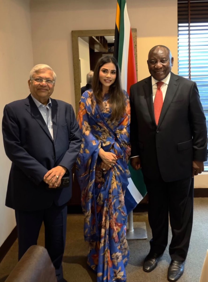 Dbumofficial's tweet photo. Devyani Jaipuria had a conversation with H.E. the President of South Africa, ahead of the BRICS Summit in New Delhi.
#BRICS #SouthAfrica #BRICSSummit2026 #NewDelhi
#devyanijaipuria https://t.co/d1Osr70GJY