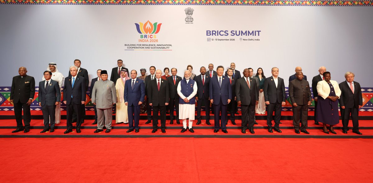Dbumofficial's tweet photo. With leaders of BRICS Member and Partner Countries, Outreach Invitees and Heads of International Organisations together at BRICS Summit in New Delhi.

A powerful reflection of the growing strength and global resonance of the BRICS family. https://t.co/dA8JXALlME
