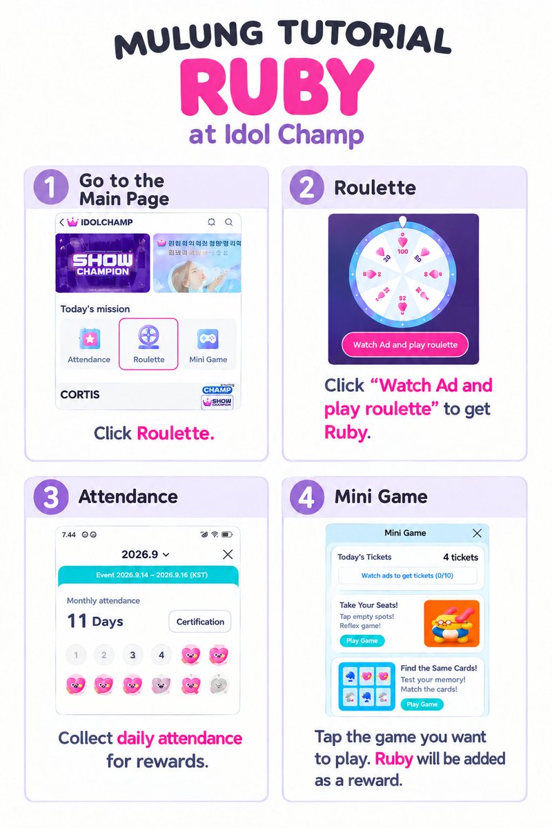 votecortis's tweet photo. 🎯Reminder daily ruby

Don’t forget to go ruby hunting on apk idol champ today! 
Gotta collect them coer!!

#cortis #코르티스 #Coer #idolchamp https://t.co/1dvQQpQxI7