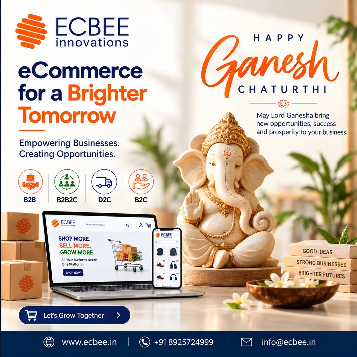 EcbeeInfo's tweet photo. Happy Ganesh Chaturthi! 🐘 May every new beginning bring new opportunities — let's remove limitations and grow together. 

#EcbeeInnovations #GaneshChaturthi #CommerceWithoutLimits https://t.co/Vn1TiEJNcR
