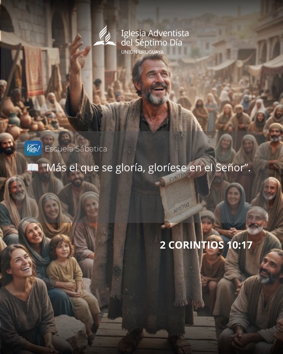 dadgab_2002's tweet photo. GLORIARSE EN EL SEÑOR

Pablo se gloría solo en Dios, no en sí mismo. La rivalidad daña.

#173AñosCumpliendoLaMisión  #unavoz27  #integradosenlamisión #adventistasuruguay https://t.co/tcmvOoTnuu
