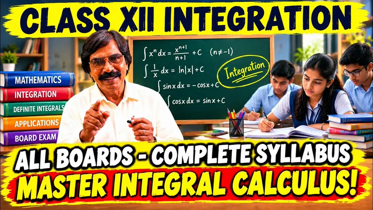 IndiaMedia_'s tweet photo. Class XII Integration! Complete Integral Calculus | CBSE, State, ISC, IGCSE & IB | Full Syllabus -Dr Rajarajan | Rajrajan Education
https://t.co/pwC0pwFckq
#Integration #IntegrationTamil #IntegralCalculus #Class12Maths #Class12Mathematics #CBSEClass12 #CBSEMaths #ISCClass12 https://t.co/2Nt32xqGUn