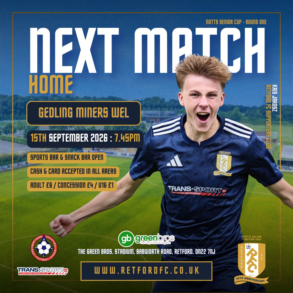 Retford_FC's tweet photo. 📢 NEXT MATCH | First Team

🏠 vs Gedling Miners Welfare
📱 @GedlingMWFC
📅 Tuesday 15 September
⏰ Kick-off 7:45pm
🏆 Notts Senior Cup - Round One
📍 DN22 7NJ

Admission: Adults £6 | Concessions £4 | U16 £1
💷 CASH &amp; CARD ACCEPTED

#UpTheChoughs https://t.co/PciNcVtyXw