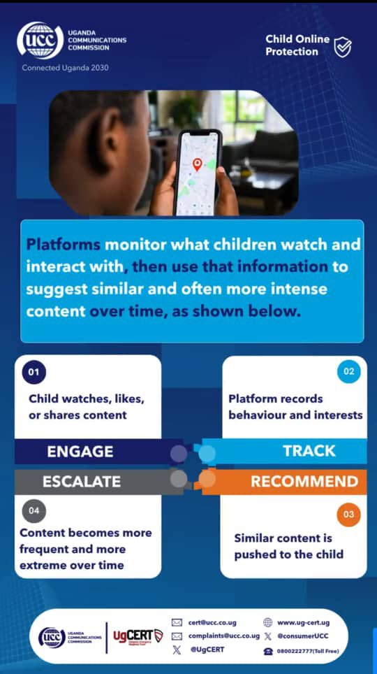 Mutebi_Derrick1's tweet photo. Platforms can shape what children see online What starts as a simple like, share or watch can lead to more similar content recommended
As parents, guardians and educators, let’s guide children and promote safer digital habits
#ChildOnlineProtectionUG #UCCCOPChatsUG #GoldenPosts https://t.co/fEQgTHbLXq