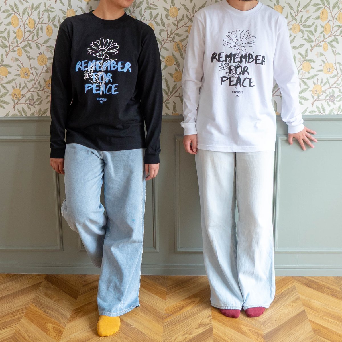 MarymondJapan's tweet photo. 【新商品】Tシャツ　野菊・REMEMBER FOR PEACE🌼

✅￥3,200
✅カラー：ホワイト・ブラック・ヘイジ―レッド・オリーブ
✅サイズ：S・M・L・XL

「REMEMBER FOR PEACE」のメッセージと共に野菊が描かれた長袖のTシャツです。

https://t.co/zeJx7tvEmp

ぜひチェックしてみてください✨ https://t.co/EkY543eeUv