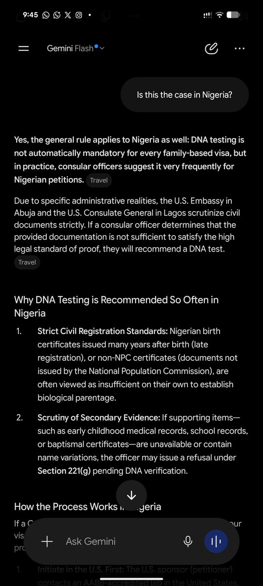 adelekeayo09's tweet photo. @renoomokri @ChidiOdinkalu Sometimes, being eloquent can make you think someone is saying the truth, even when their assertions are false. While it's true that consular officers may suggest a DNA test as a secondary document for an application, it is not a mandatory requirement for a family-based visa. https://t.co/xZVfBlRKZE