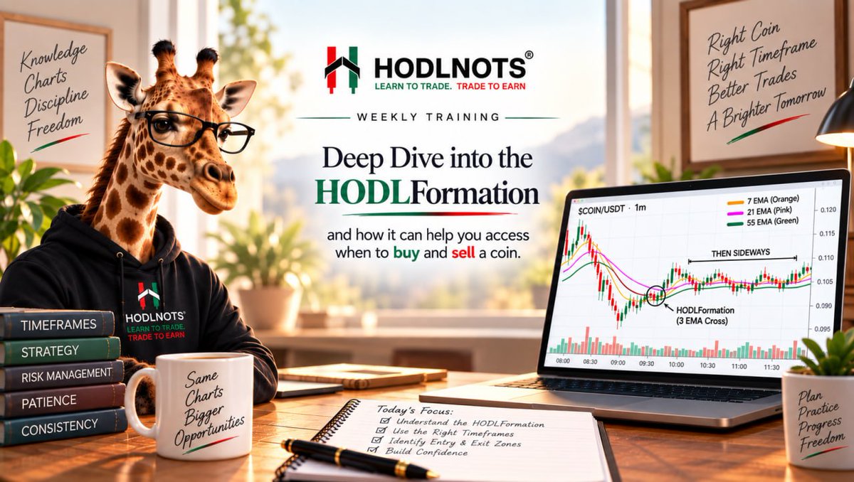 hodlnots's tweet photo. HODLNOTS Weekly Trainings work to dial you in on trading coins every day.  JOIN us in the LODGE each week for a new live training.  This week we look into something different - the HODLFormation and how it can help you to buy and sell a coin.  🐻🕯😎💡