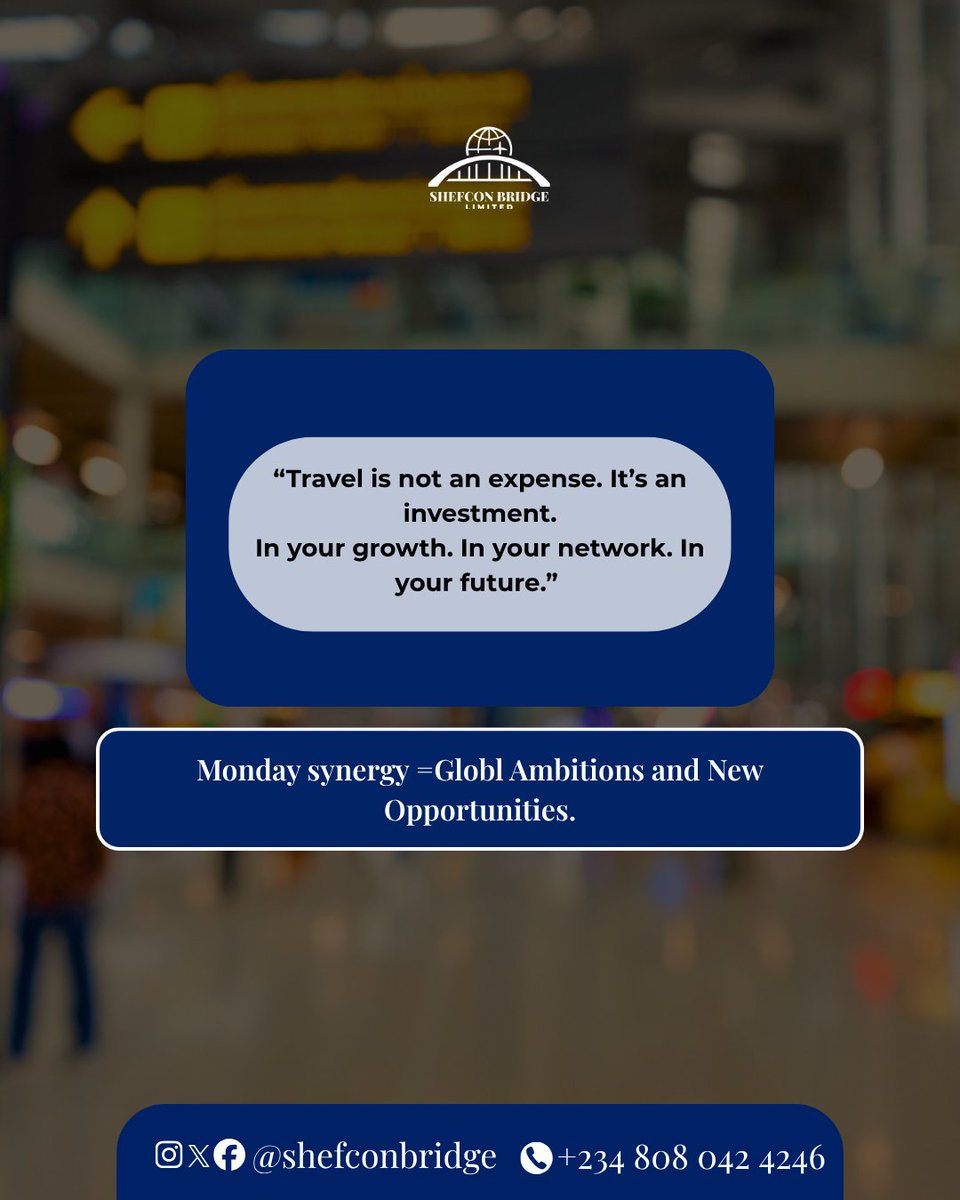Shefconbridge's tweet photo. This week, invest in the version of you that thinks bigger.
The one that networks across borders.
The one that says YES to new opportunities.

Your global ambition starts with one step.

#TravelGoals2026 
#ShefconBridge 
#TravelDreams
#ExploreTheWorld https://t.co/2DFZlTpOzw