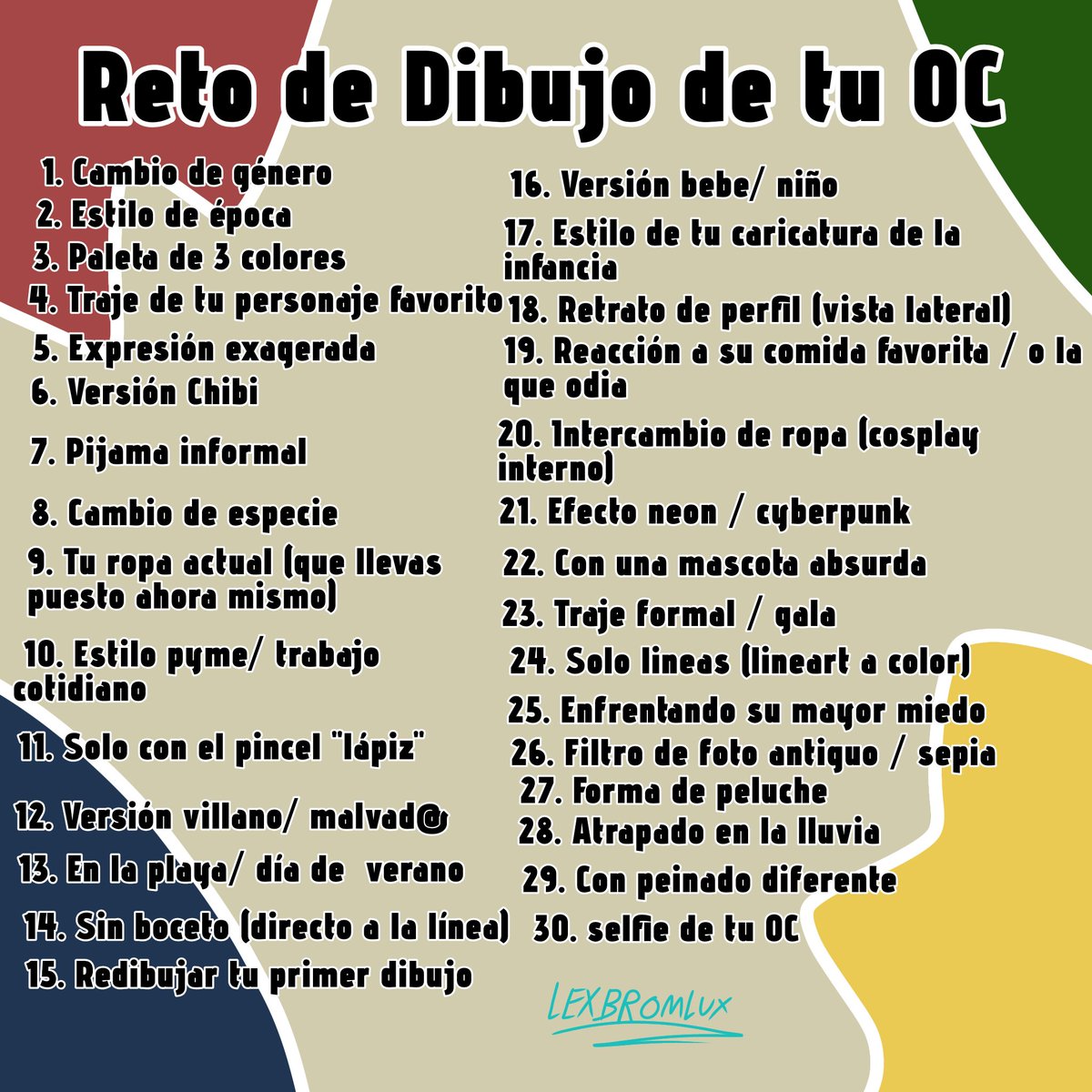 LEXBROMLUX's tweet photo. Chicos y chicas, hoy comenzaré hacer un Challenger de dibujo #LexbromluxOCChallenge si quieren participar lo pueden hacer. :) 😎
#RetoDeDibujo #OCChallenge #30DaysOCChallenge #DrawYourOC #RetoOC #DibujoDigital #DigitalArt #OriginalCharacter #ArtChallenge https://t.co/AVBL6Csvpl