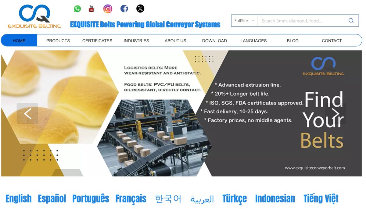 EdwardBelting's tweet photo. Here, look, our new web design, industrial blue, search and multiple languages!
EXQUISITE Belts Powering Global Conveyor Systems.
https://t.co/nQagVMU1AP https://t.co/5YvHUiU6Gg