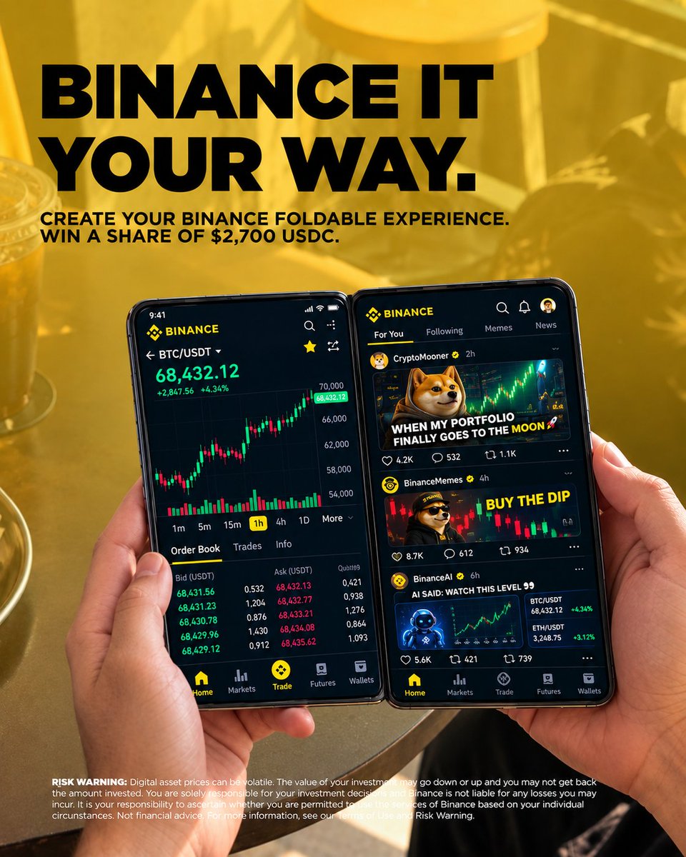 KhoonS36222's tweet photo. @binance #BinanceItYourWay #BinanceFoldable #TwoScreensOneApp #Binance #CryptoMeme #CryptoSocial #AIxCrypto #CryptoTrading #Web3 #SuperApp https://t.co/hlxRdJxwdk