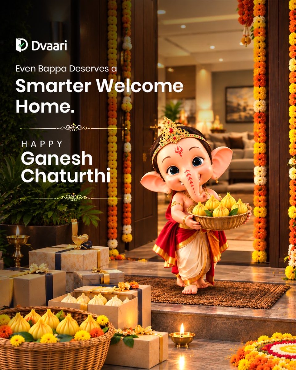 dvaari_'s tweet photo. This Ganesh Chaturthi, may every arrival feel a little more divine. ✨
 A festive welcome, made a little smarter. ❤️

Ganpati Bappa Morya! 🙏
#Dvaari #GaneshChaturthi #GanpatiBappaMorya #SmartLiving #ModernHome https://t.co/NtQyBw4VPL