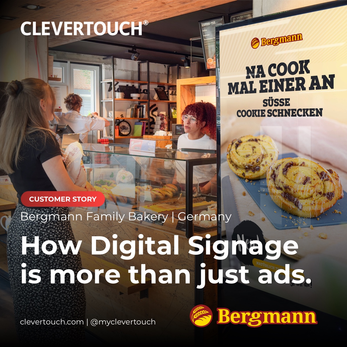 myClevertouch's tweet photo. Many people associate digital screens in retail with rotating menus, price lists, or generic ads. But for Thuringia’s Familienbäckerei Bergmann, digital signage has evolved into a digital community noticeboard across 41 of their stores. https://t.co/e7TR5X2Ztl