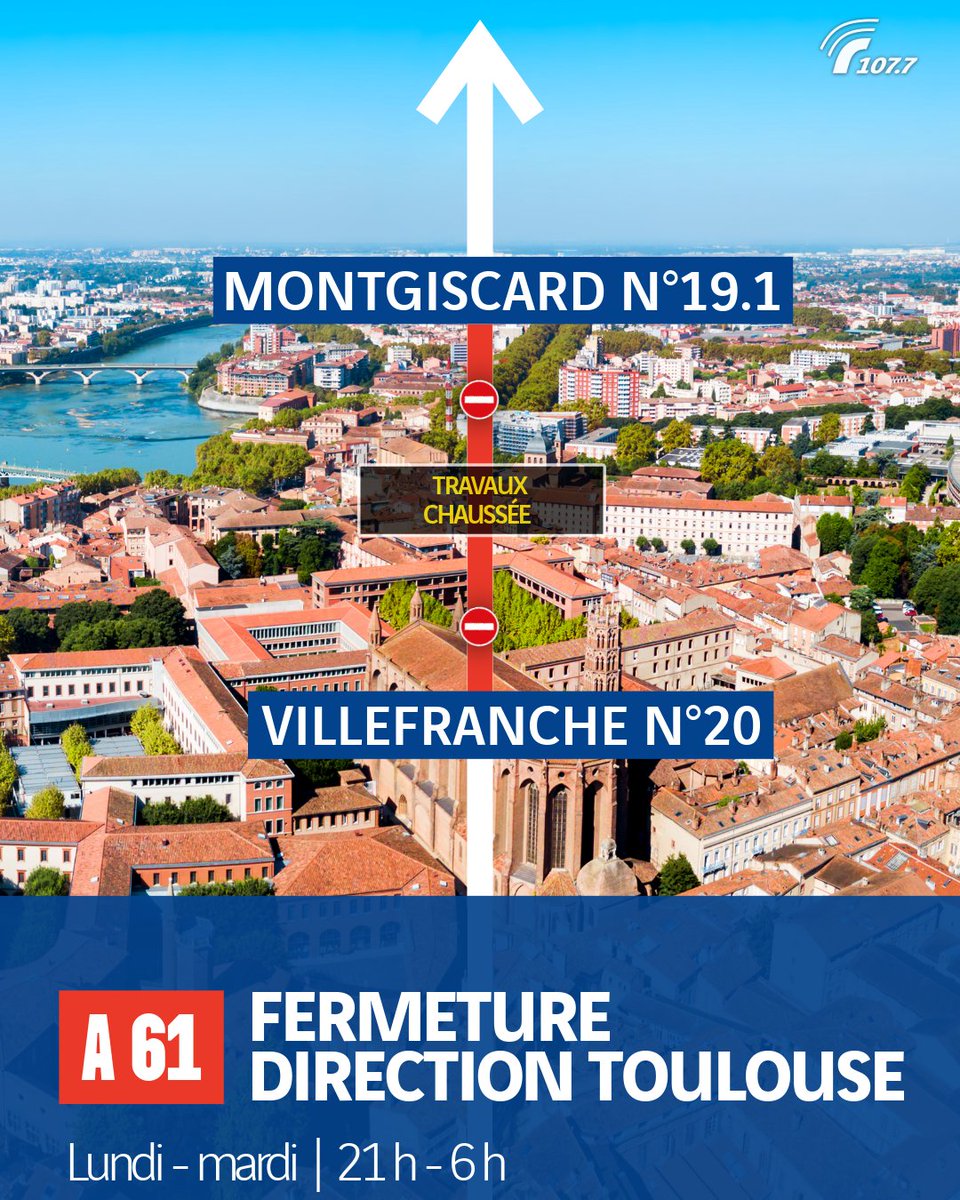 Radio1077's tweet photo. ❌Plusieurs fermetures d’autoroute sont prévues ce lundi soir pour effectuer des travaux🚧.

👉Dates, horaires, déviations : retrouvez le programme sur https://t.co/9XwURaAQCC https://t.co/Lz6STFs3x3