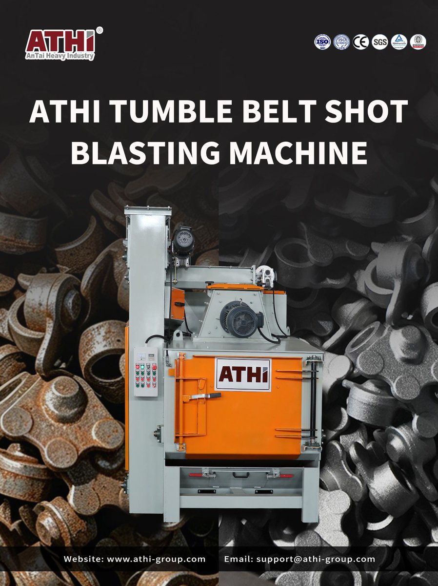 AnTai1991's tweet photo. Cleaning batches of small castings or forgings?
A tumble belt shot blasting machine continuously turns the parts through the blast stream for all-around surface cleaning.
#TumbleBlast #ShotBlasting https://t.co/ypzv0zzFIR
