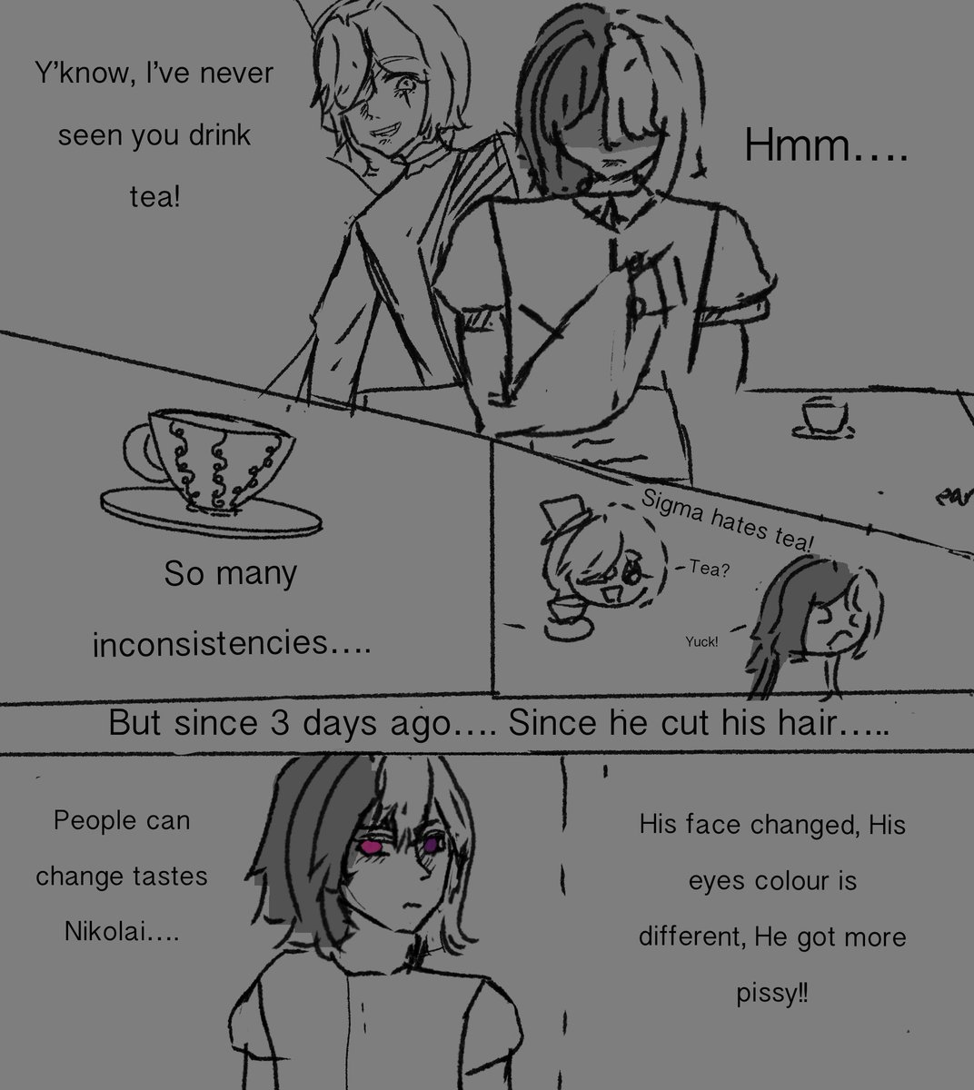 Sigmoee's tweet photo. “sigma has been acting very weird…”
(my attempt at making a comic based on my DOA!beast au…..)
(2/6)
#sigmabsd #bsdtwt #doatwt https://t.co/s7D4v7eBgQ