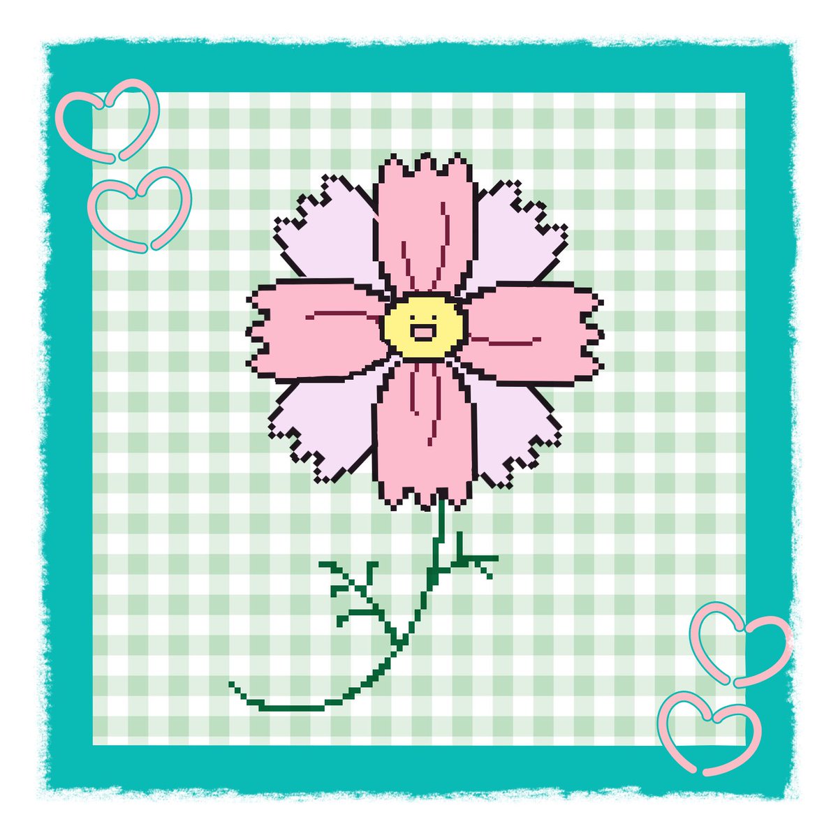 moyuhitode's tweet photo. 1年ぶりのコスモスちゃんだよ〜！
今年はドット絵になってみたよ🌼

#ゆるいイラスト　#イラスト https://t.co/yWFf9jq4zC