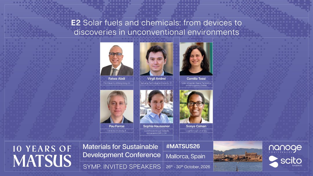 nanoGe_Conf's tweet photo. 🟣 What does industrial-scale artificial photosynthesis look like?

Join #MATSUS26 Fall to explore advances in solar fuels, scalable device engineering and real-world energy applications.

📍Mallorca, Spain
📆26th-30th October

🔗Send your poster abstract: https://t.co/jDyan5TTgn https://t.co/fV7urp9x34