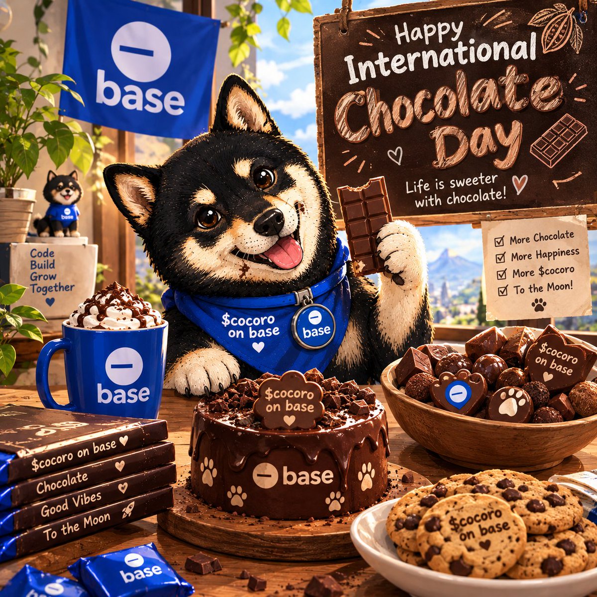 athacrypto's tweet photo. @HeyWhatDay Happy International Chocolate Day from $Cocoro on base.
#InternatiionalChocolateDay #ChocolateDay #chocolate
#ownthedog
#cocoroOnbase https://t.co/wGfZ2de8ta