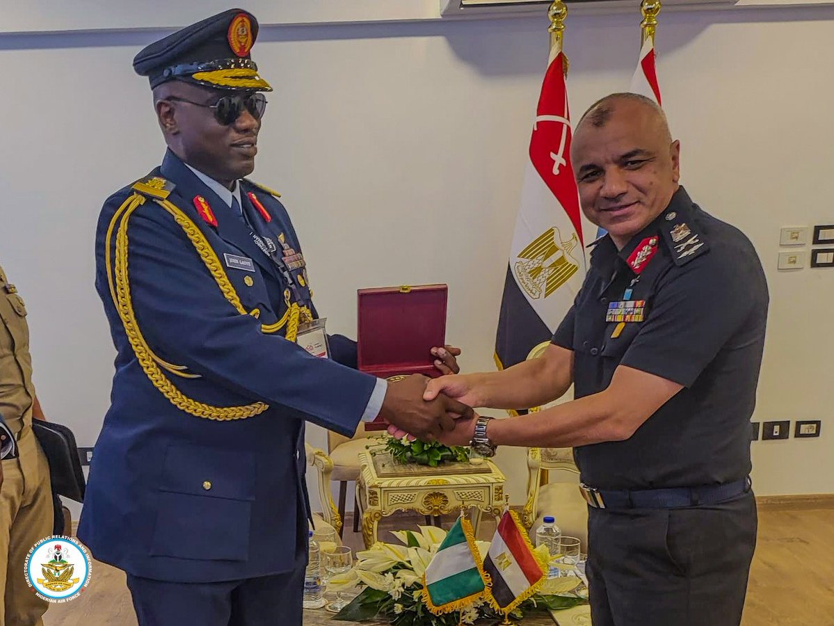NigAirForce's tweet photo. NAF DELEGATION ATTENDS EL ALAMEIN INTERNATIONAL AIRSHOW 2026, EXPLORES AVIATION COOPERATION AND CAPABILITY MODERNISATION

The Nigerian Air Force (NAF) participated in the El Alamein International Airshow 2026, held from 7–10 September 2026 in El Alamein, Egypt, as part of efforts to strengthen international partnerships and explore opportunities for capability development in line with the Service’s operational requirements. The Nigerian delegation was led by the Chief of Policy and Plans, Air Vice Marshal Abubakar Yaro Abdullahi, who represented the Chief of the Air Staff, Air Marshal Sunday Kelvin Aneke. Also in the delegation was the representative of the Chief of Defence Staff, Air Vice Marshal John Laoye. During the event, the delegation engaged senior Egyptian military authorities, including the Chief of Staff of the Egyptian Air Force, Major General Gamal Salah Abu Taleb, with discussions focused on strengthening the longstanding Nigeria-Egypt defence relationship and identifying practical areas for enhanced aviation cooperation.

The delegation also engaged international aviation, aerospace and defence industry stakeholders, gaining insights into emerging technologies, aircraft platforms, sustainment solutions and other capabilities relevant to military aviation. These engagements further provided a platform for interaction with air forces, defence establishments and industry leaders from across the world, while reinforcing opportunities for strategic partnerships and technology-driven capability development.

The NAF’s participation in the airshow is consistent with a key driver of the Chief of the Air Staff’s Command Philosophy to modernise the NAF Order of Battle for effective and decisive airpower delivery. Through sustained engagement with credible international partners and the global aviation industry, the Service continues to explore opportunities to enhance operational capabilities, strengthen local capacity and adopt technologies required to meet evolving national security demands.

#NAF #NigerianAirForce #ElAlameinAirshow2026 #EIAS2026 #AirPower #Aviation #Aerospace #DefenceCooperation #MilitaryAviation #CapabilityDevelopment #NAFModernisation #StrategicPartnerships