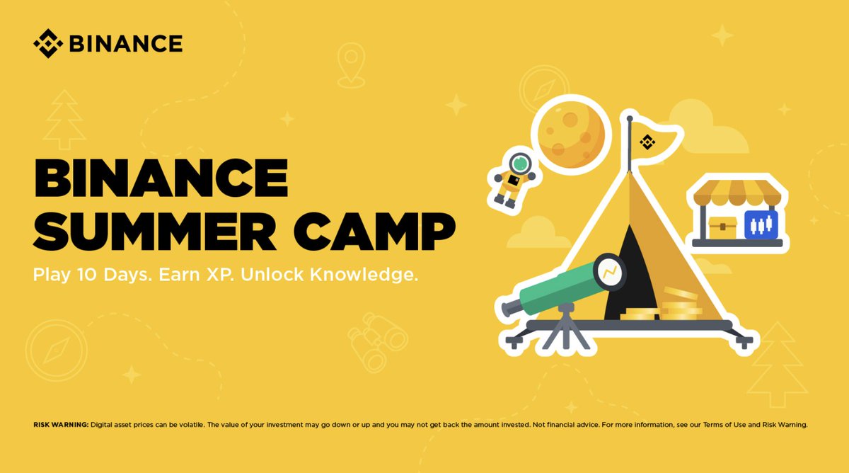 BinanceAngels's tweet photo. Binance Summer Camp is coming! 🏕️

Who said summer was over? Get ready for:

🚀10 days to Level up your XP and Knowledge
🏆Quests, Badges, and a Graduation Card waiting for you at the finish line!
🎁 3 Community Challenges with a 10K USDC prize pool across EN & CN communities (shared on social media)!

Are you ready to play? 🙋Stay tuned!

Disclaimer: This is not an offer or solicitation to trade any financial product. Not available to users in jurisdictions, including: US, UK, EEA, Hong Kong, Singapore, and the jurisdictions on Binance's prohibited list.