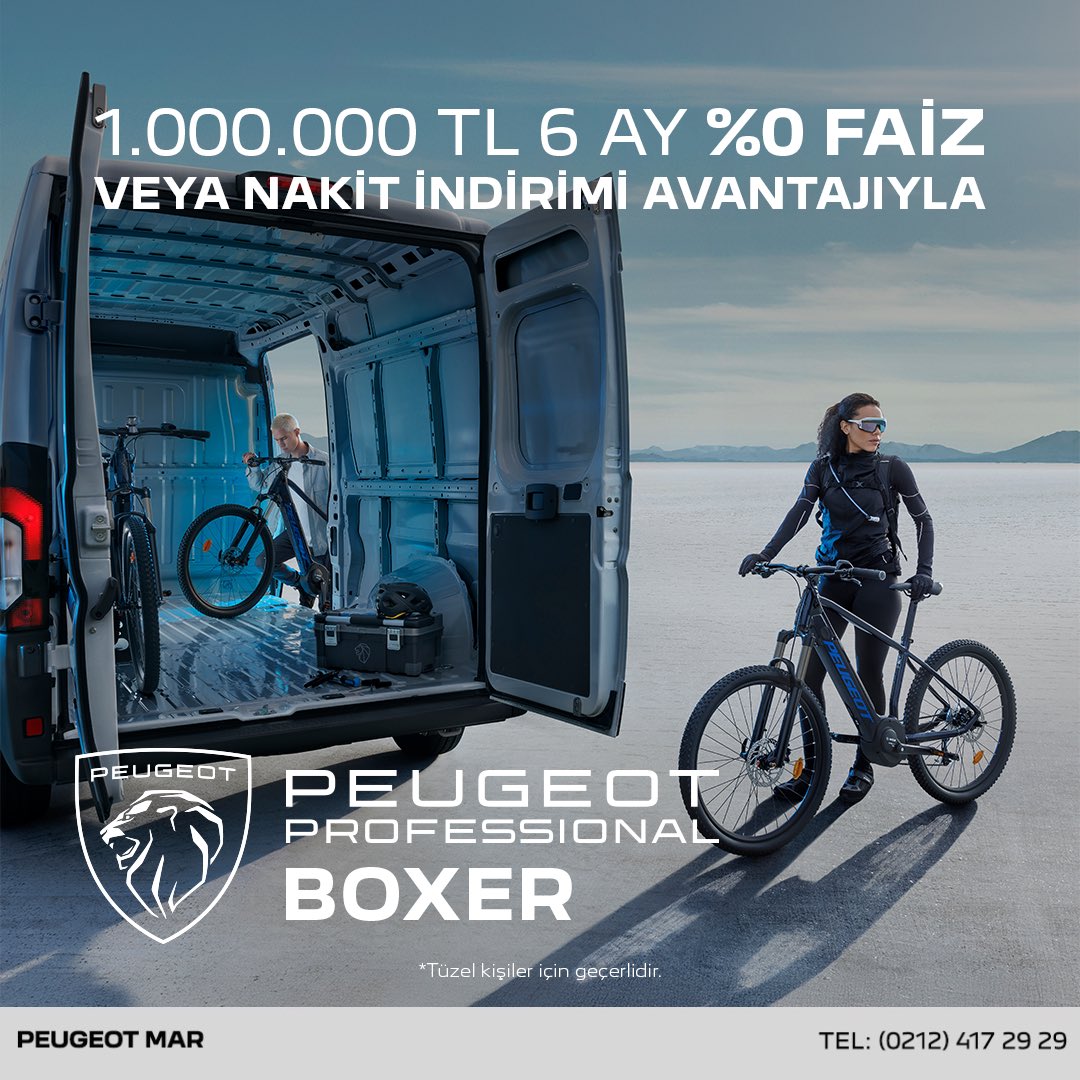 MarPeugeot's tweet photo. Peugeot Boxer, eylül ayına özel; 1.000.000 TL, 6 ay, %0 faiz veya nakit indirimi avantajıyla, Peugeot Mar’da sizi bekliyor.
Detaylı bilgi için👇
📞 0 (212) 417 29 29
💻 https://t.co/tUhxySBzUp
#MarGrup #Peugeot #PeugeotMar #PeugeotBoxer #Boxer https://t.co/SV1SNv8b0Q