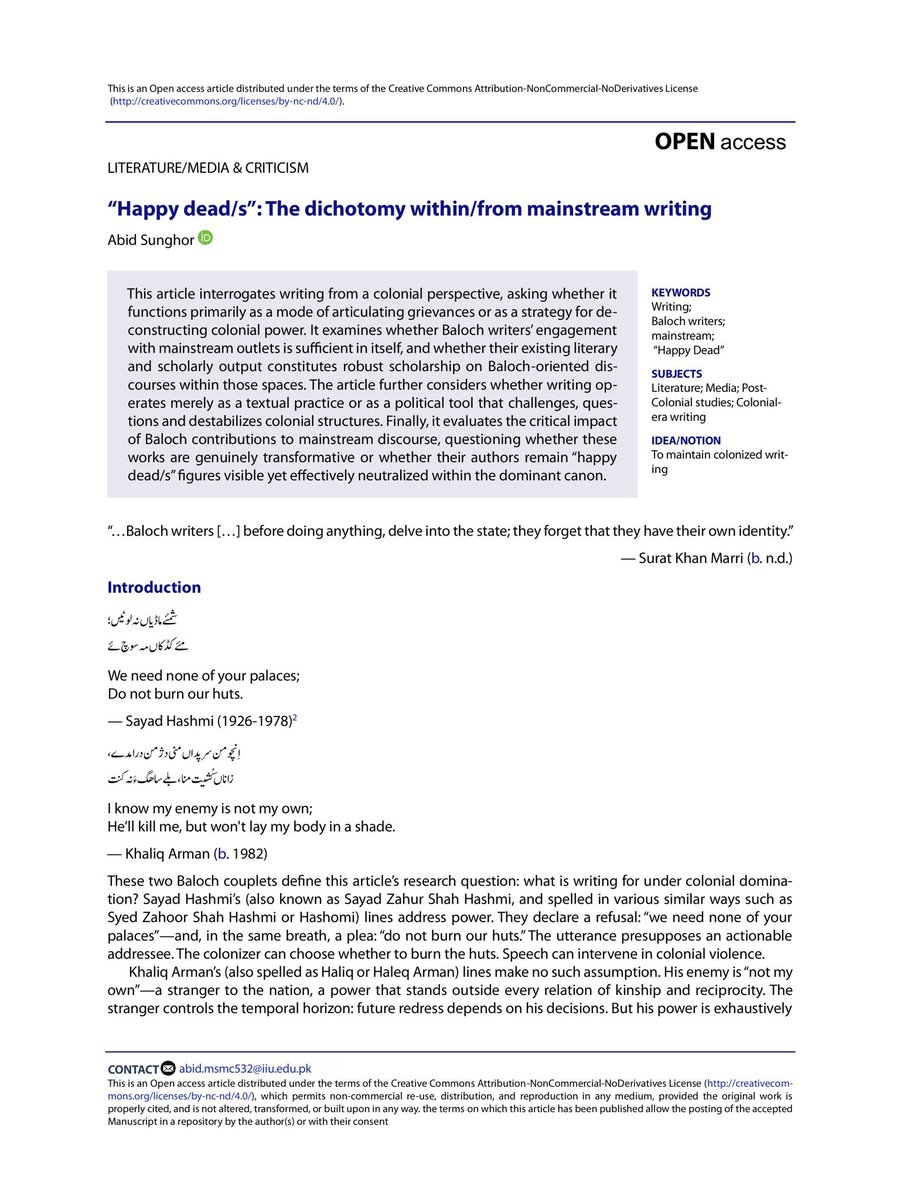 aabid_sunghor's tweet photo. Does writing within mainstream spaces actively dismantle power, or does it simply serve the ruling apparatus? 

In my latest article, I critique those mainstream writers who incorporate themselves into Hegemony […]

Link for the article/paper:

https://t.co/SVJa9GkF21 https://t.co/U7JTqjiIOx