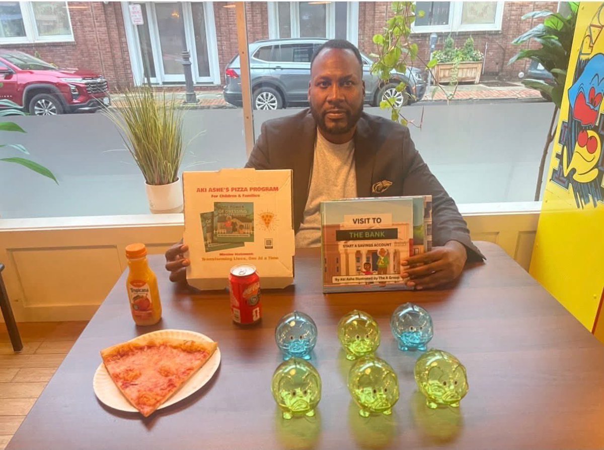 AkiAshe's tweet photo. The Wall Street Pizzeria joins Aki Ashe’s Network to distribute his children’s book series thru meals.  The program is called Kids Book Reading Meals by Aki Ashe. Children will get a slice of pizza, drink, ebook, and toy. Similar to a happy meal at McDonald’s. #bookreading https://t.co/nbRnneTRd2