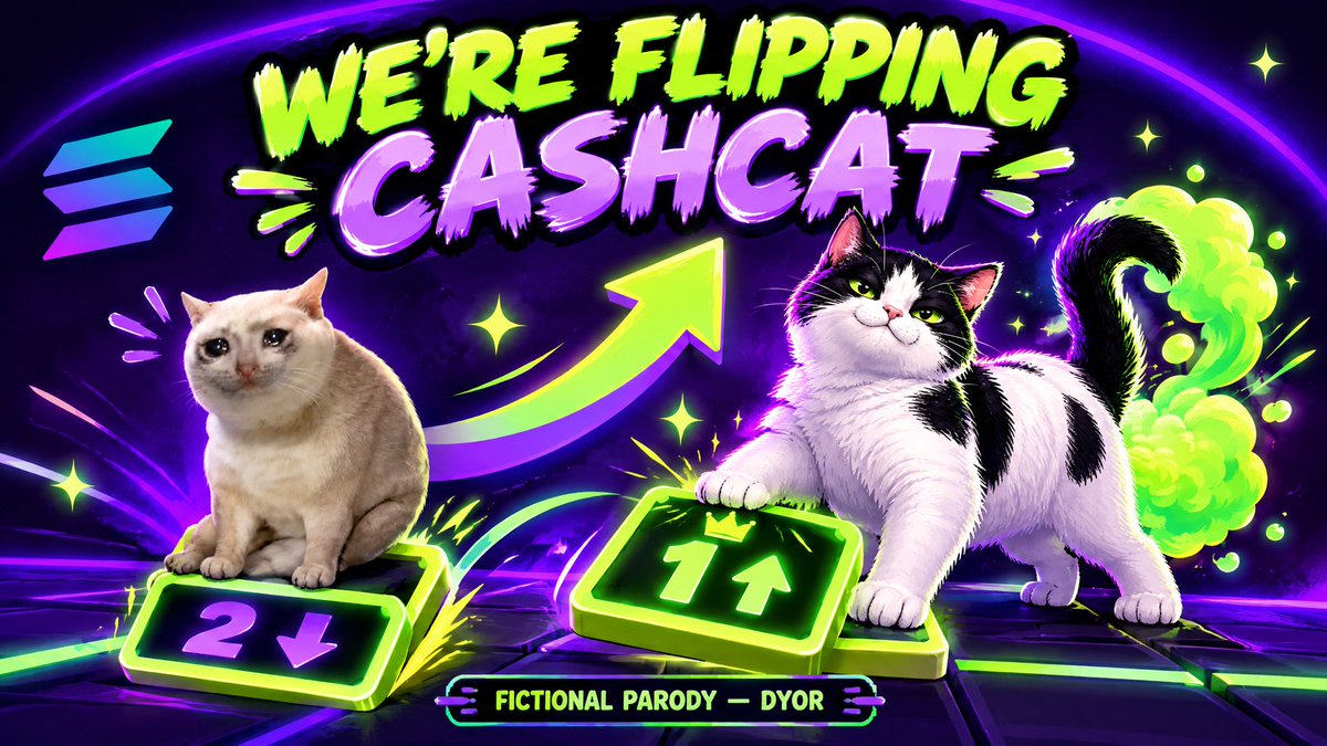 REALFARTCAT's tweet photo. WE’RE FLIPPING CASHCAT. 💨🐈
The cat is moving up.🚀🚀
The smell is getting stronger.💨💨💨
The ranking board is about to change.
FartCat season is loading on Solana.

💎💎💎SAVE THIS TWEET 💎💎💎
@elonmusk
@realDonaldTrump 
#FartCat #CashCat #Solana #PumpFun #MemeCoin #Web3 https://t.co/3MtGbucPxQ